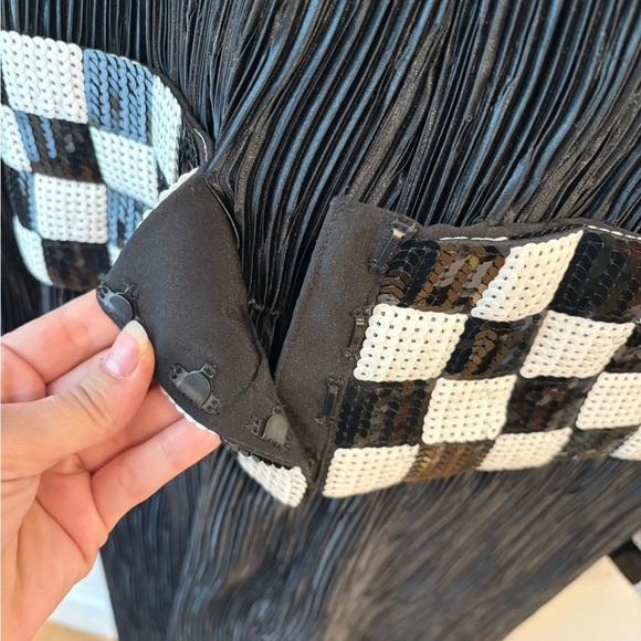 Vintage 80s Black and White Checkered Women's Dress - Picture 3 of 6